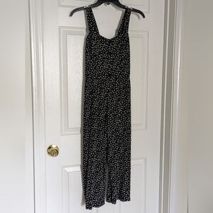Loft Black Floral Jumpsuit with Pockets Size XSP (XS Petite)